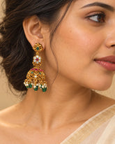 Charulata Emerald Cascade Jhumka Earrings