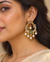 Nayantara Emerald Blossom Pearl Chandbali Earrings