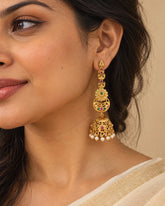 Temple Bloom Pearl Jhumka Earrings