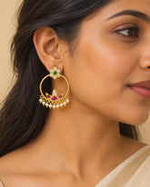 Tarunika Lotus Pearl Hoop Chandbali Earrings