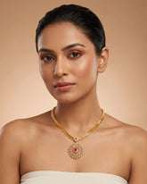 Ruby Sunburst Pendant Necklace
