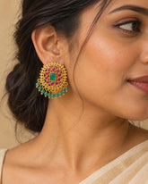 Vaidehi Emerald Ruby Bead Medallion Earrings