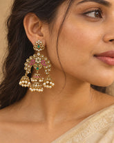 Aaradhya Triple Jhumka Chandbali Earrings