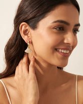 Crystal Fan Gold Drop Earrings