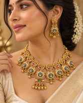 Meher Teal Meenakari Temple Necklace Set