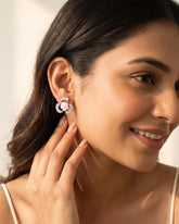 Silver Blossom Pearl Stud Earrings
