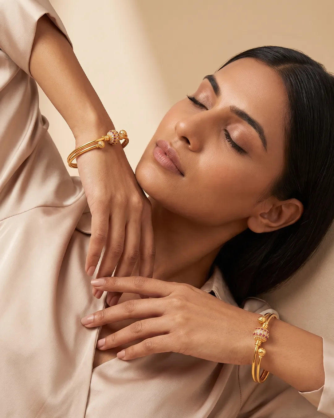 Gold Beaded Bangles