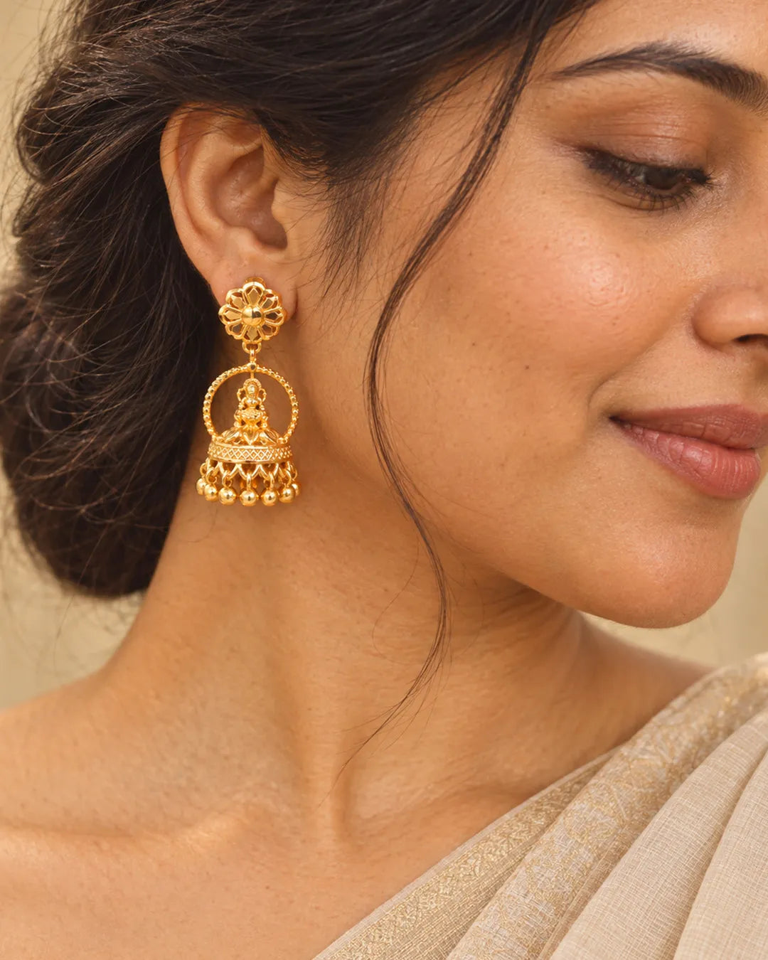 Hemalika Devi Floral Hoop Jhumka Earrings