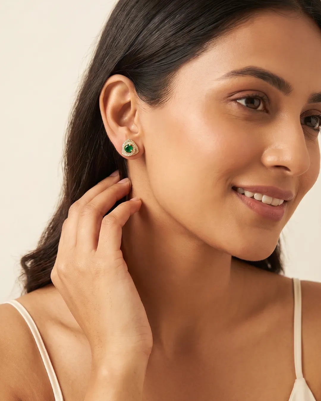 Rainbow Gem Heart Stud Earrings