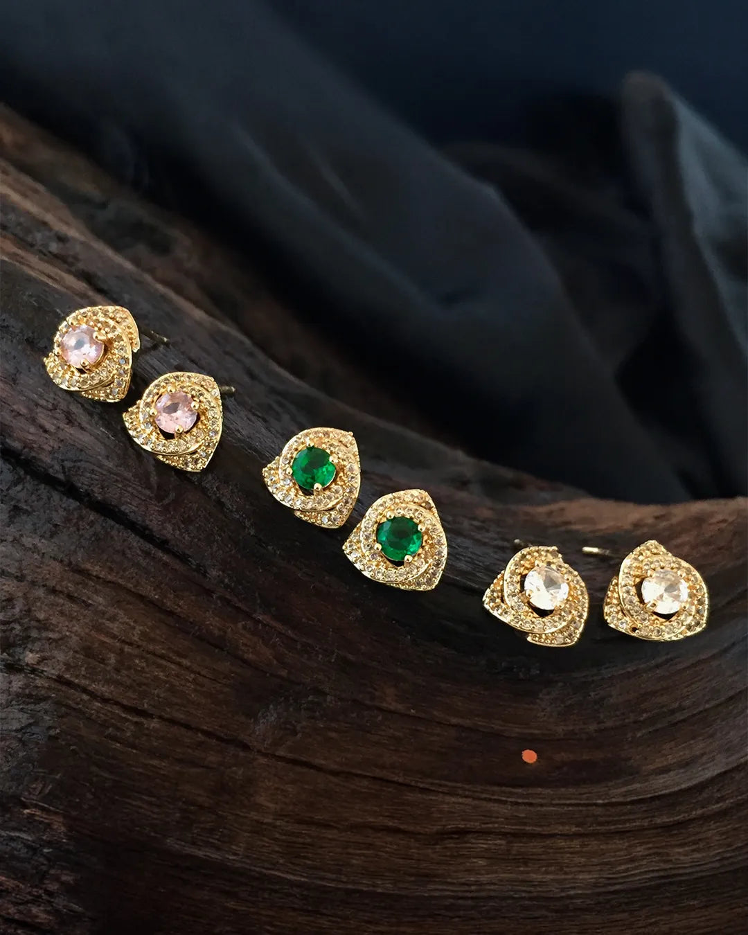 Heart Gemstone Stud Earrings