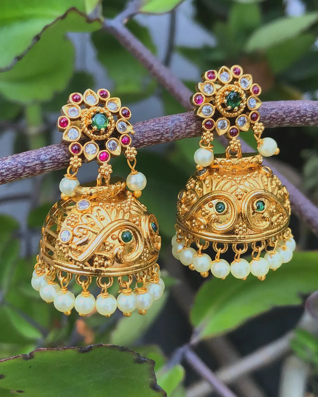 Anvika Pearl Jhumka Earrings
