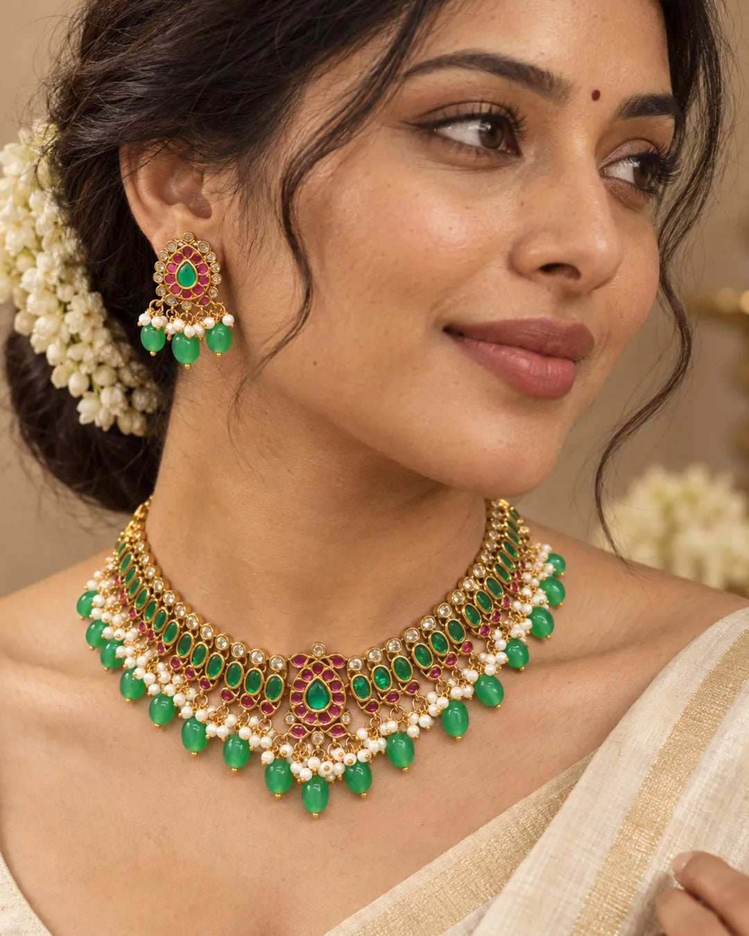 Amara Emerald Ruby Kundan Choker Set