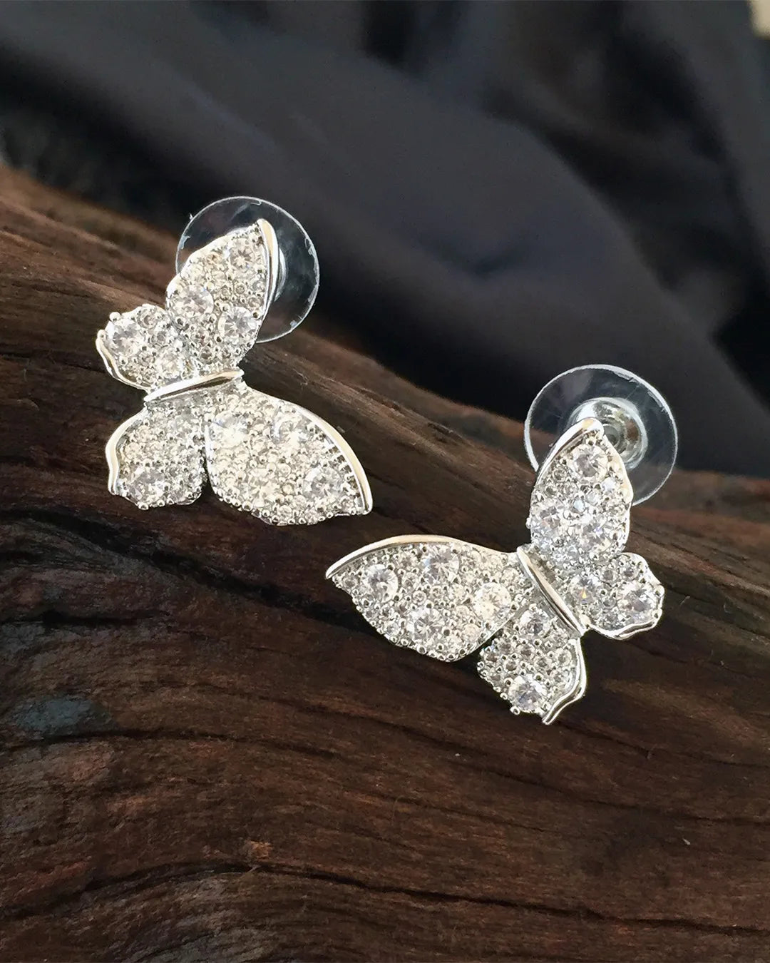 Crystal Butterfly Stud Earrings