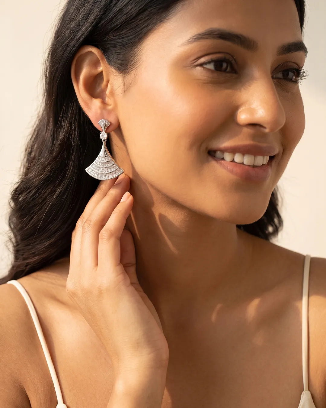 Crystal Fan Drop Earrings