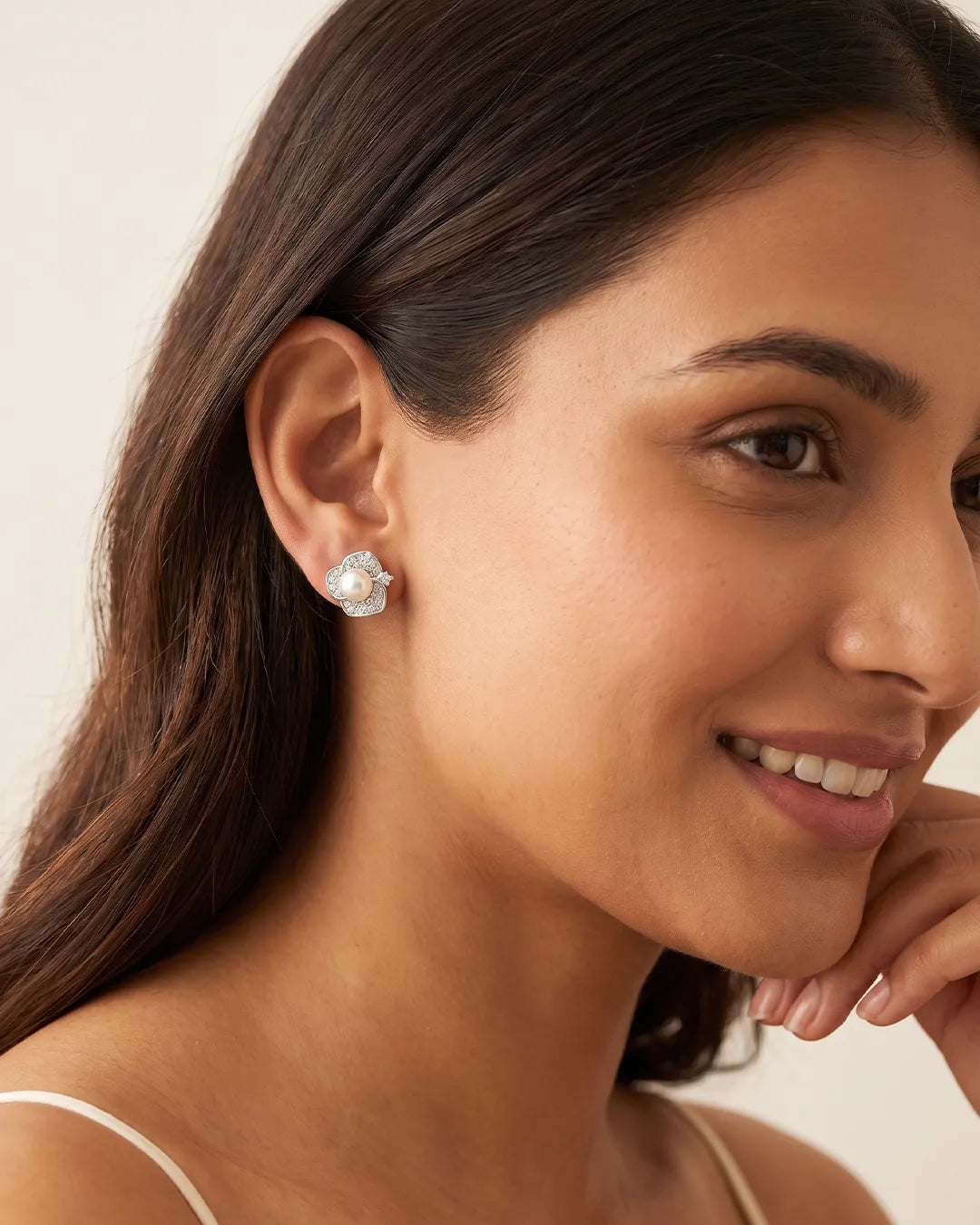 Crystal Pearl Stud Earrings