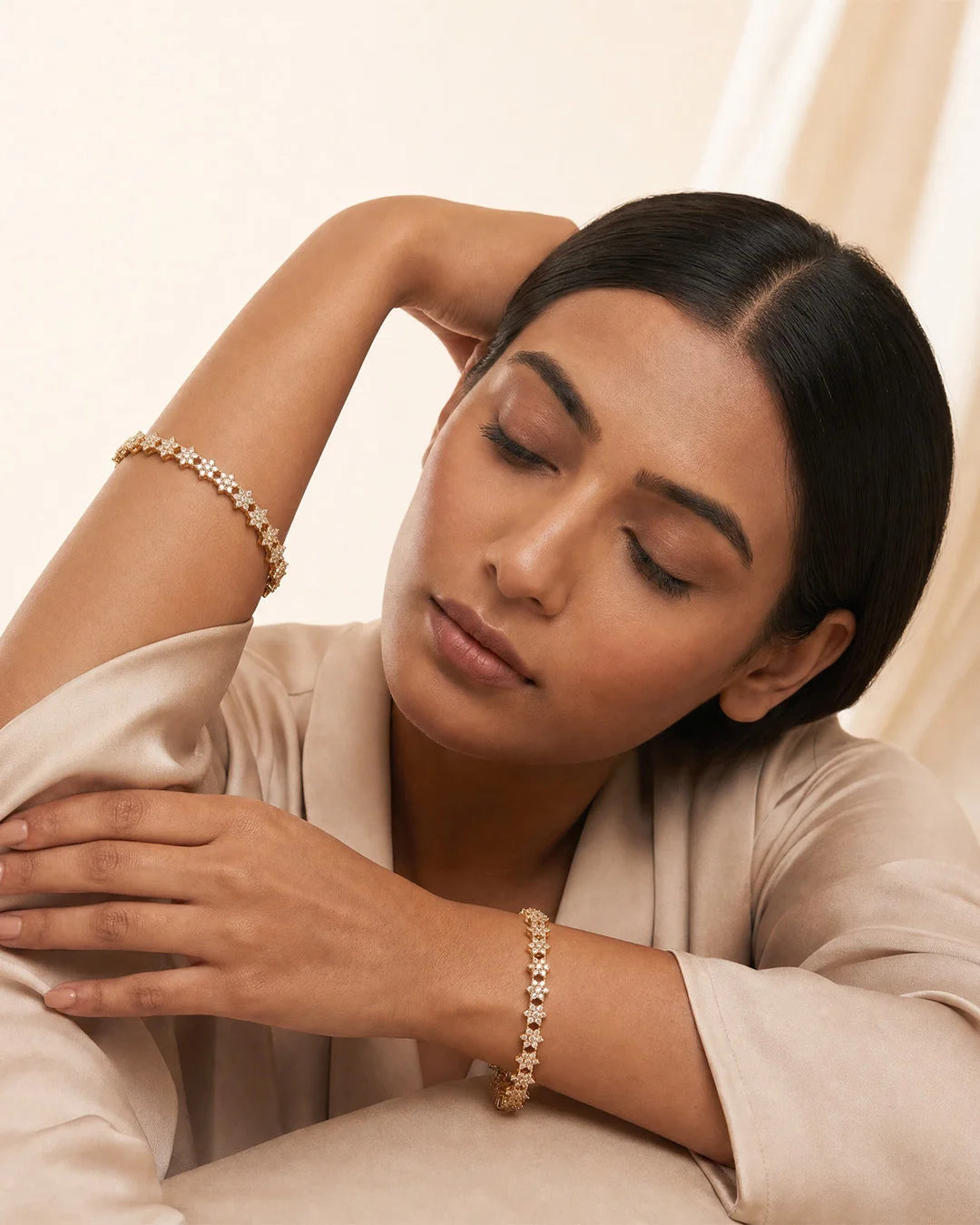 Diamond Bloom Gold Bangles