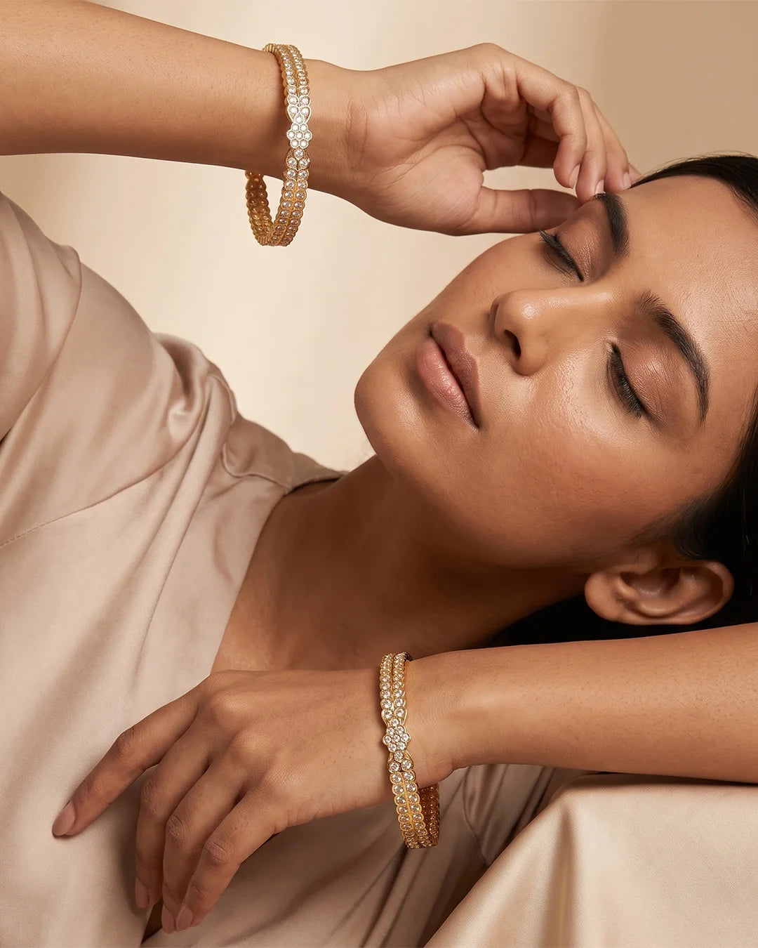 Diamond Cascade Gold Bangles