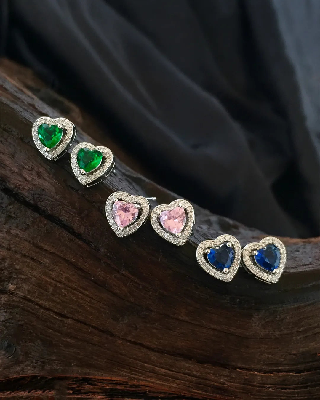 Gemstone Heart Stud Earrings