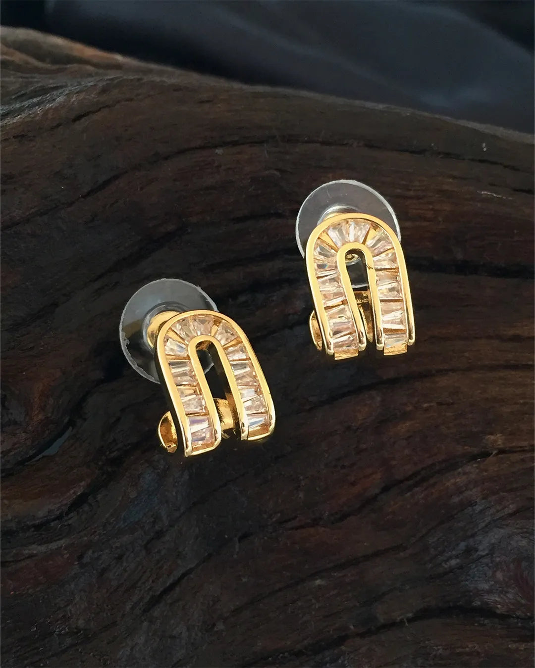Golden Arc Stud Earrings