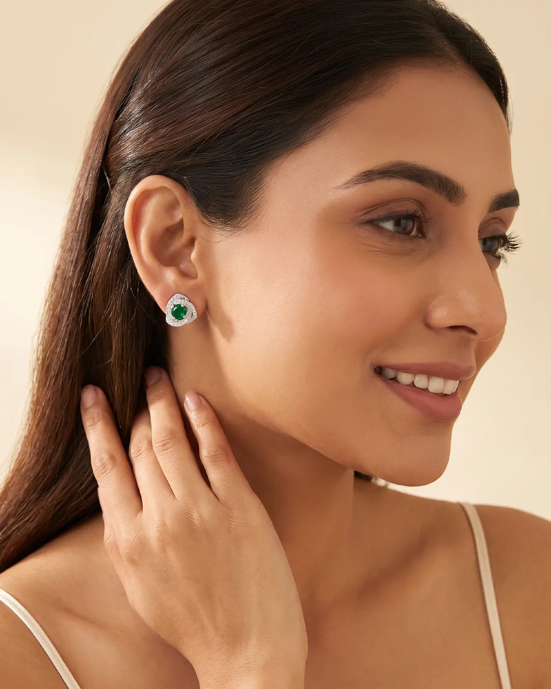 Heart Gemstone Stud Earrings