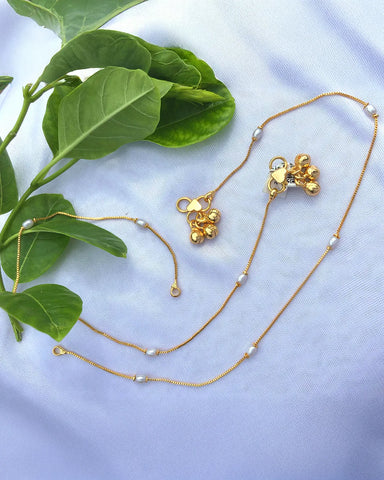 Malar Pearl Gold Anklets