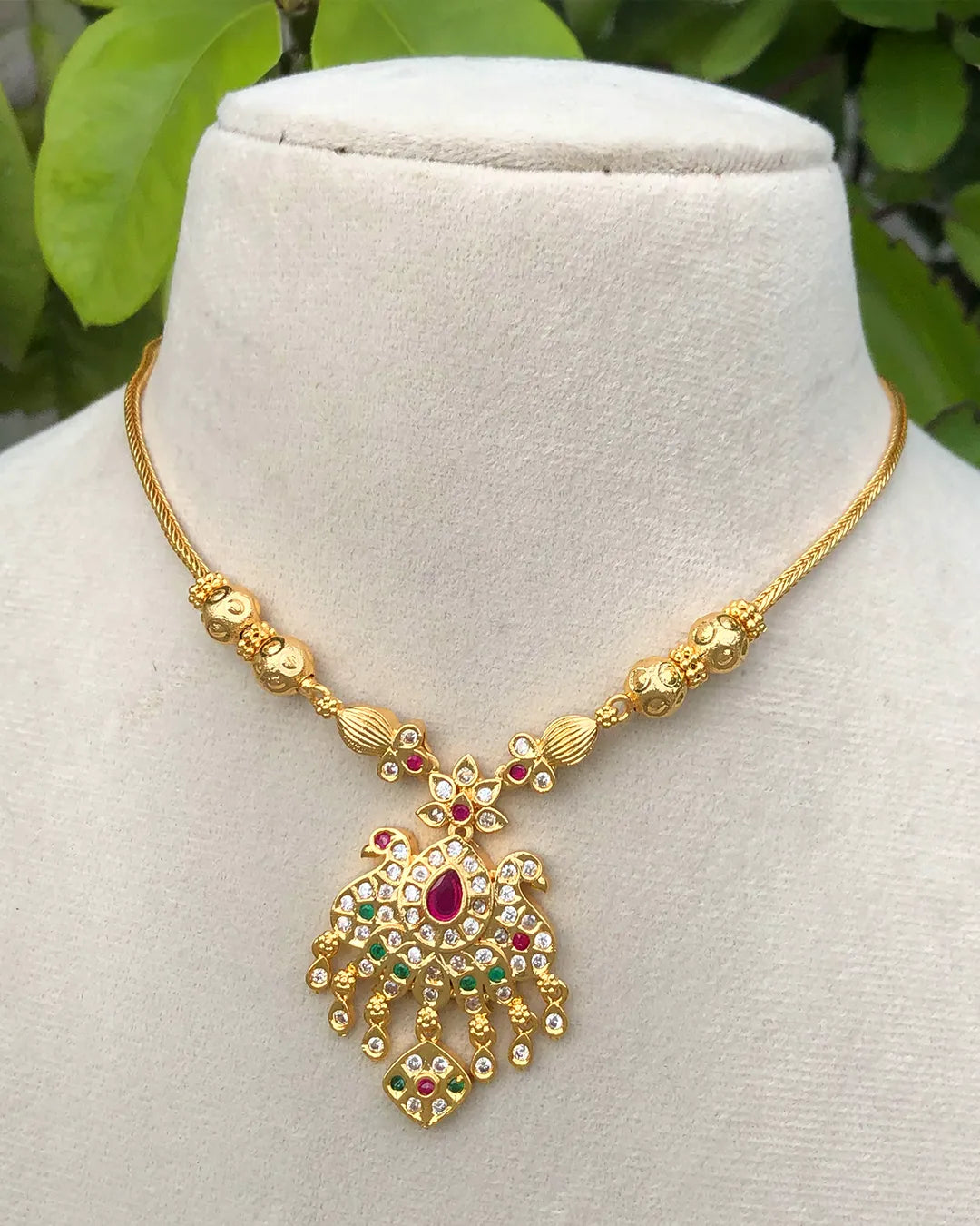 Mayil Ruby Pendant Necklace