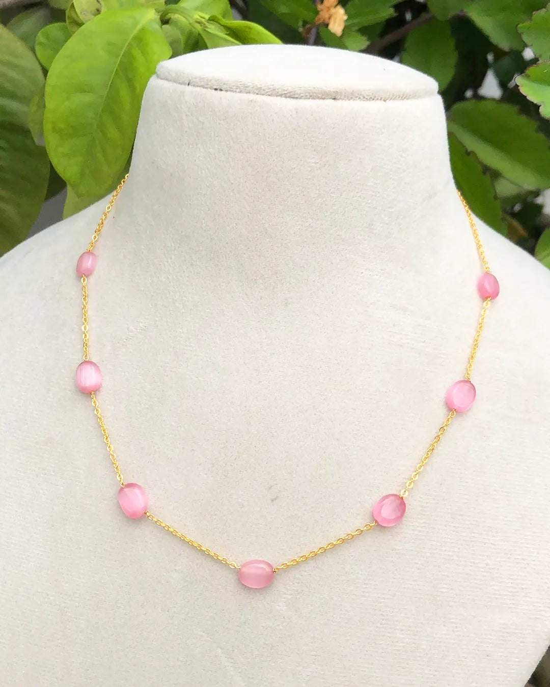 Pavika Blush Bead Gold Chain