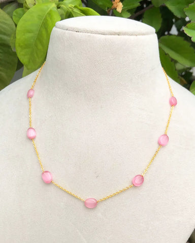 Pavika Blush Bead Gold Chain