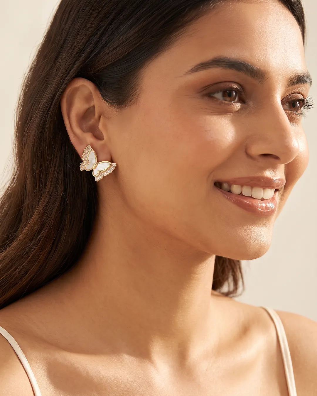 Pearl Butterfly Stud Earrings