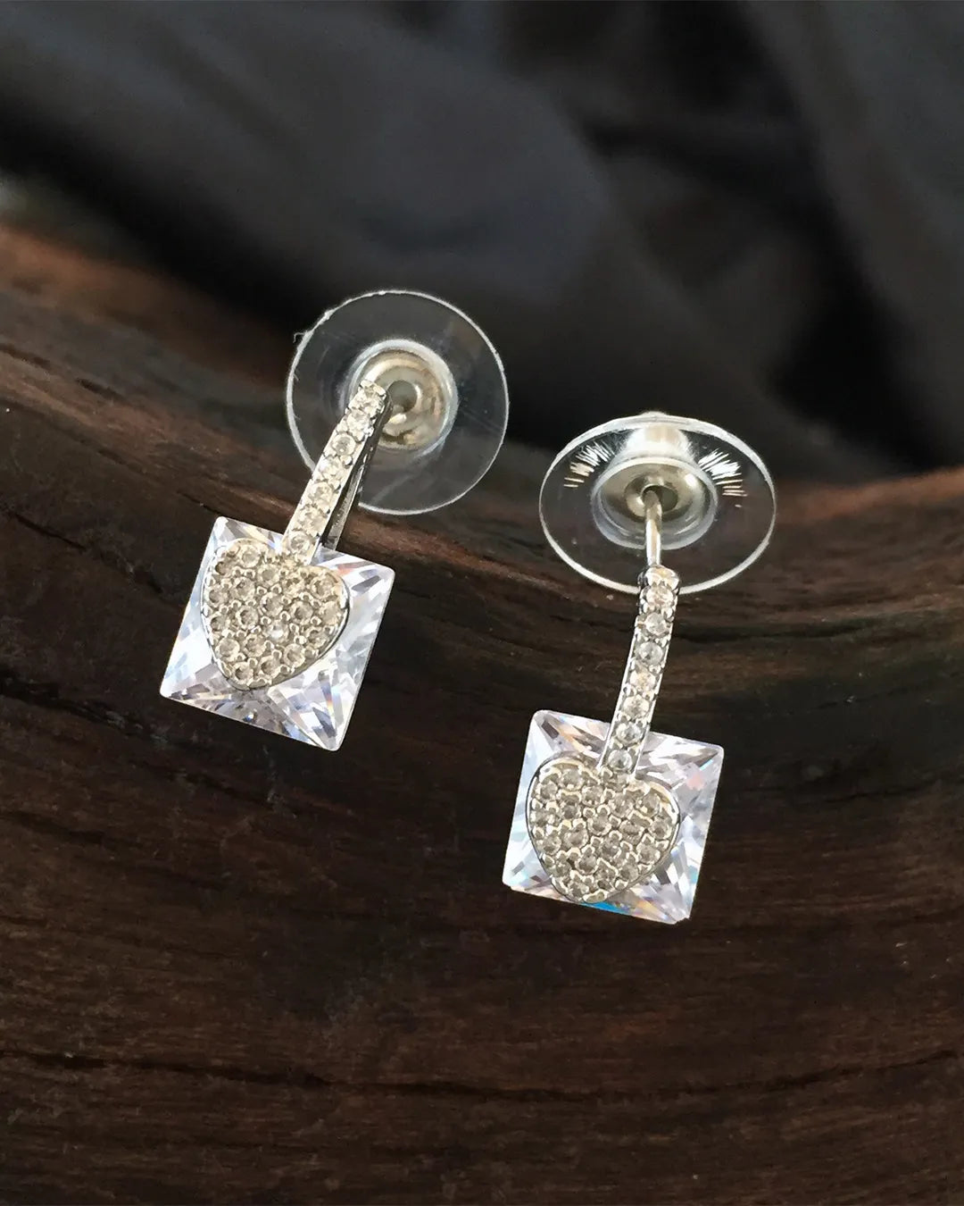 Radiant Heart & Crystal Drop Earrings