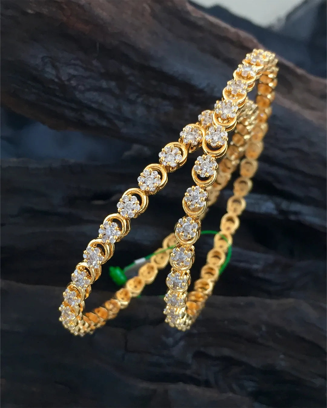 Ruby Accent Gold Bangles