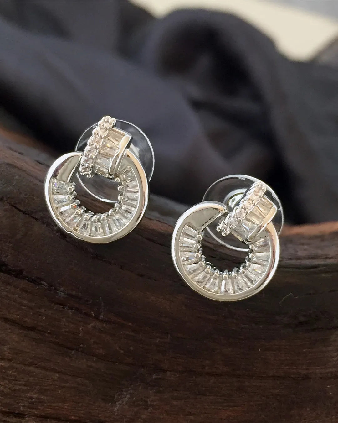 Silver Halo Circle Earrings