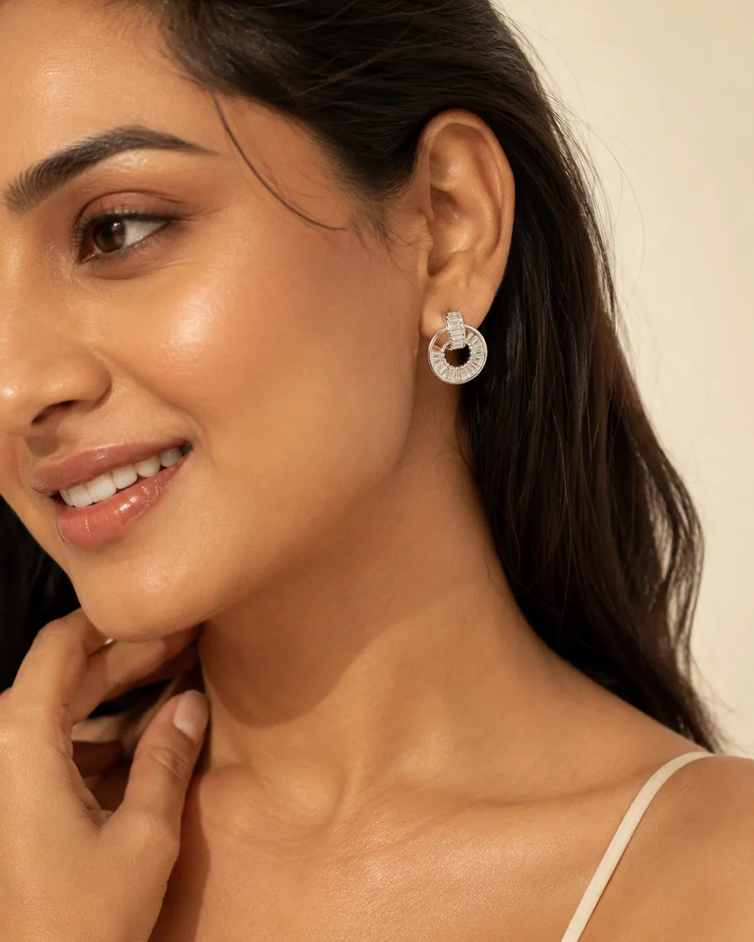 Silver Halo Circle Earrings