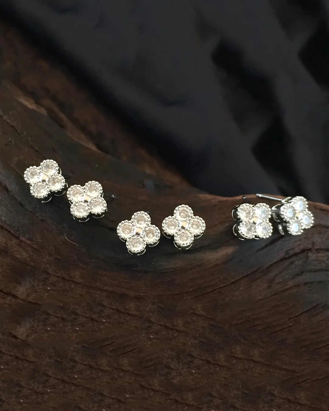 Sparkling Floral Stud Earrings