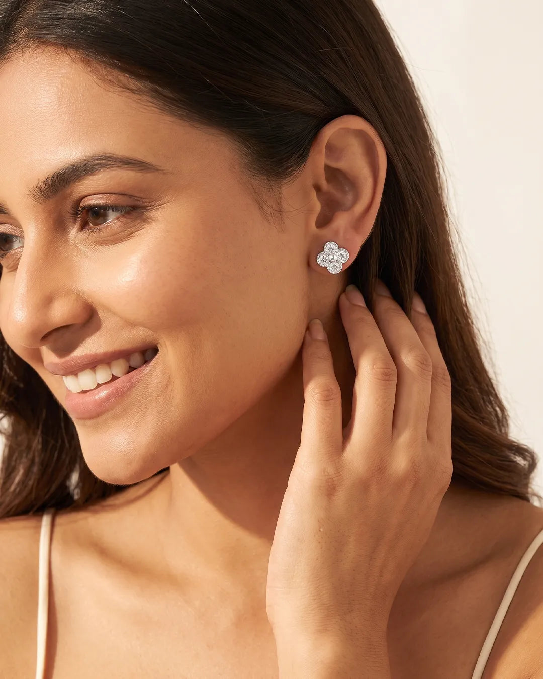 Sparkling Floral Stud Earrings