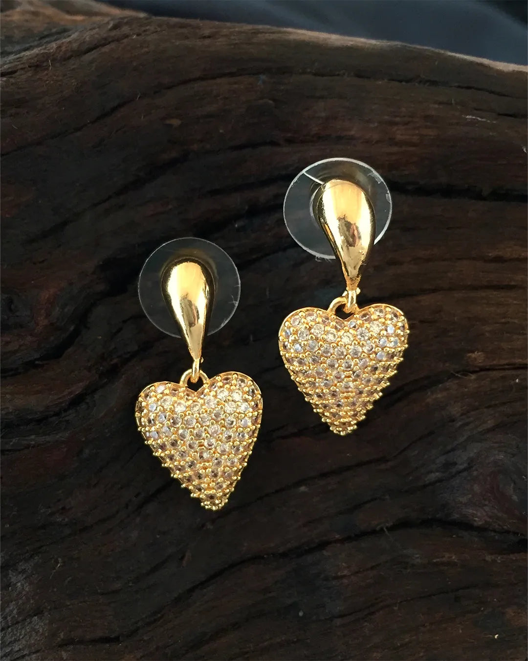 Sparkling Heart Drop Earrings