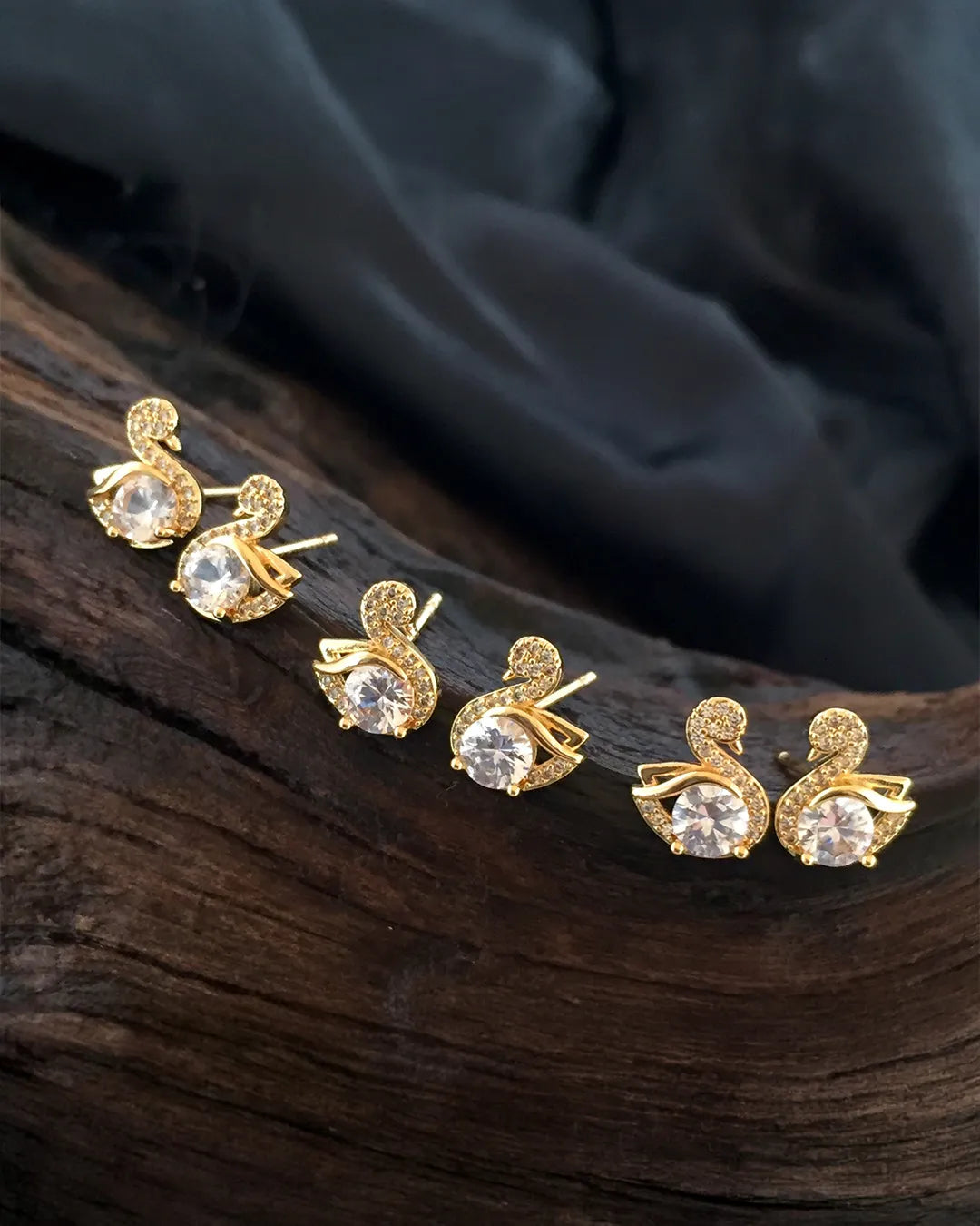 Swan Sparkle Stud Earrings