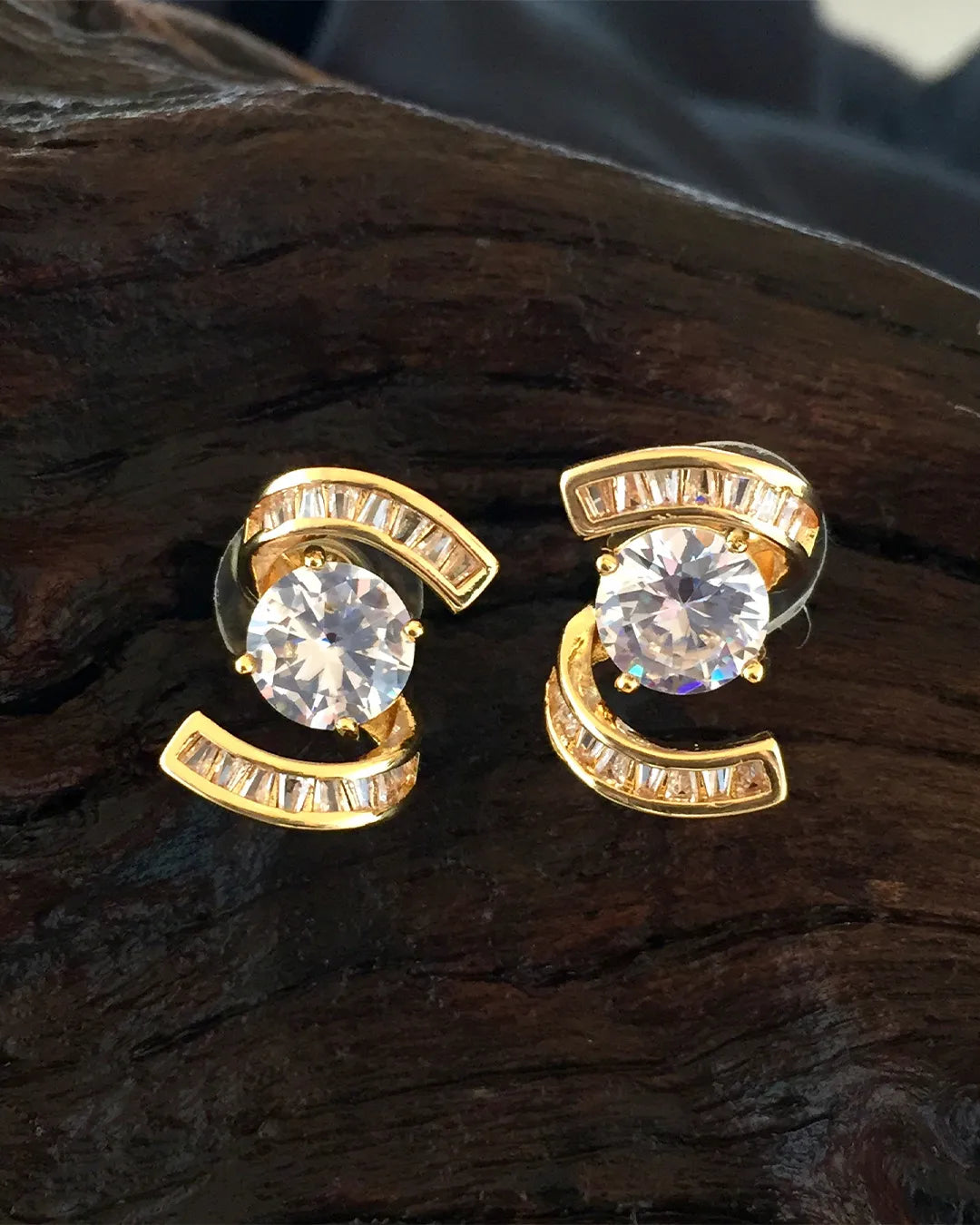 Twisted Crystal Stud Earrings