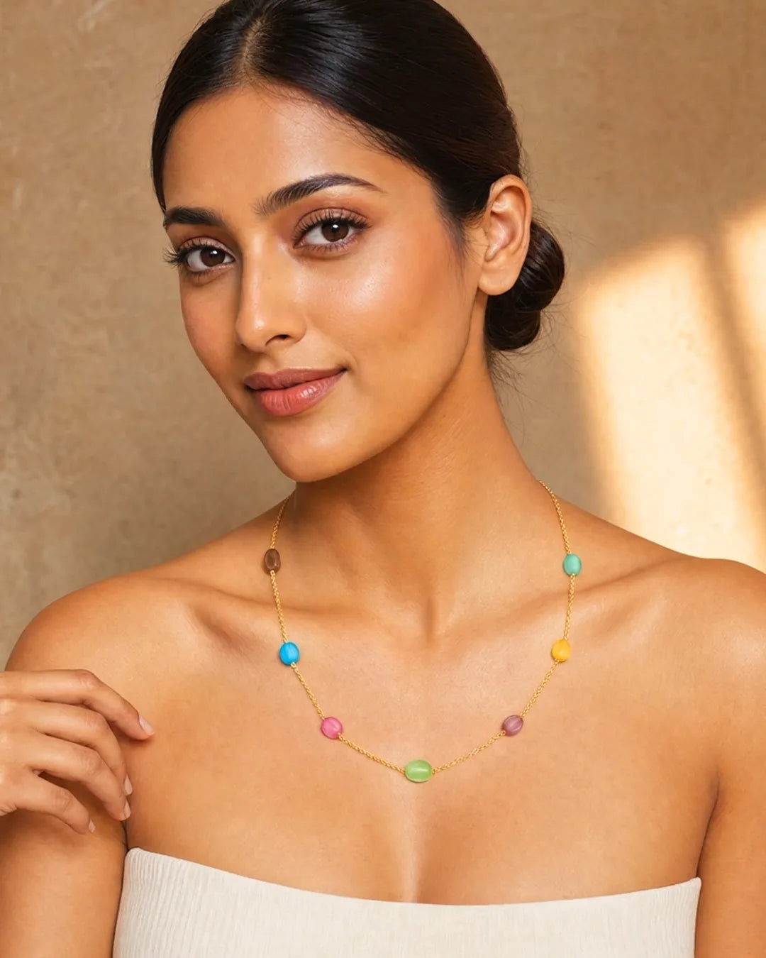 Vihana Pastel Bead Gold Chain